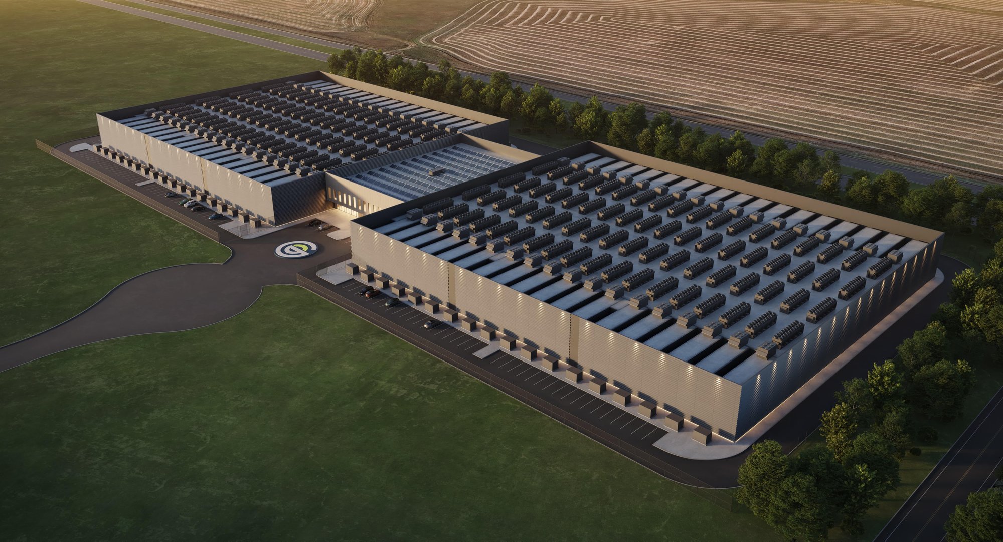 Aerial view of eStruxture CAL-3 data center. 
