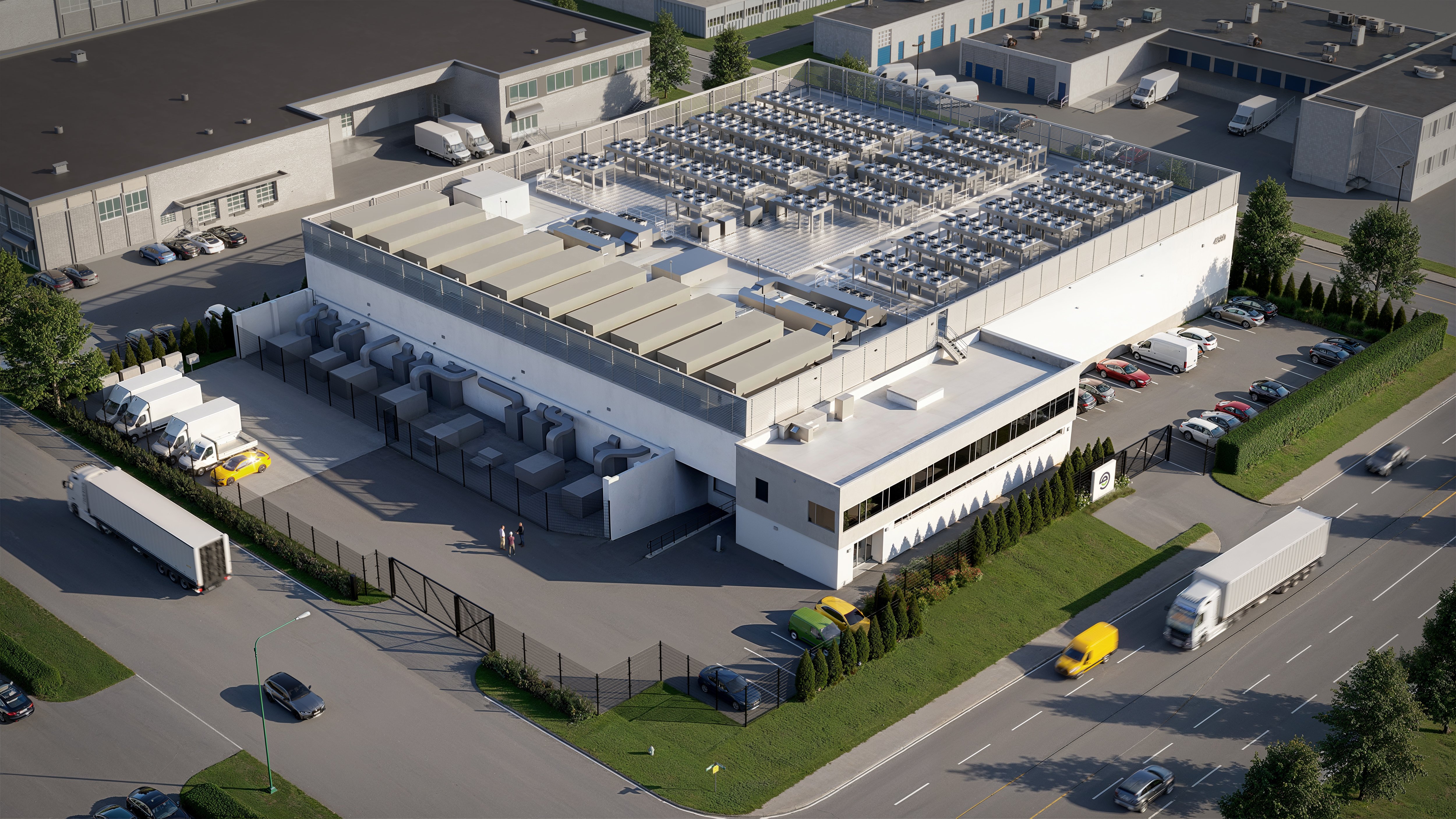Aerial view of VAN-3 data center at 4590 Canada Way.