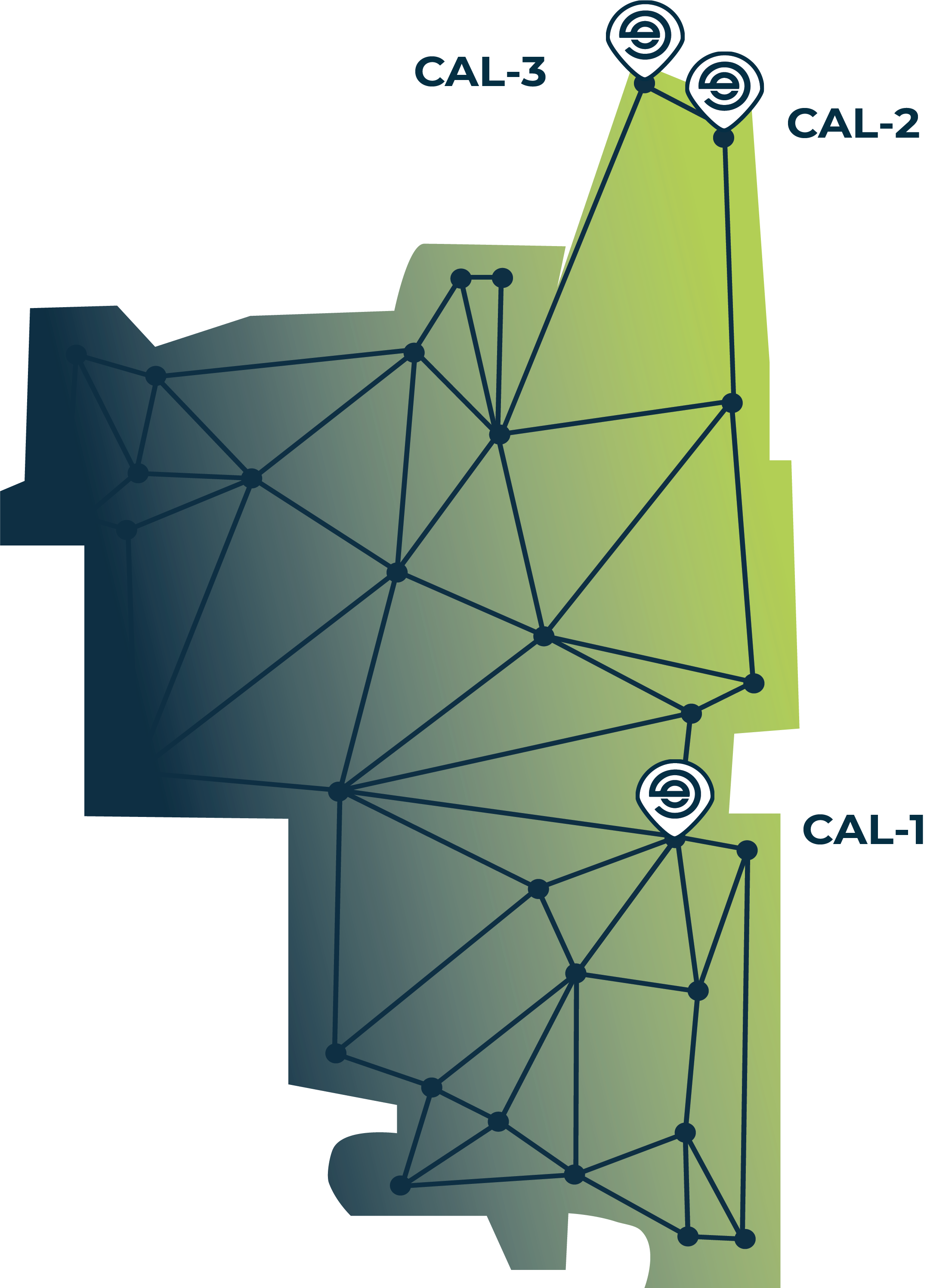 A map of the Calgary metro area showing the locations of three eStruxture high-density data centers.